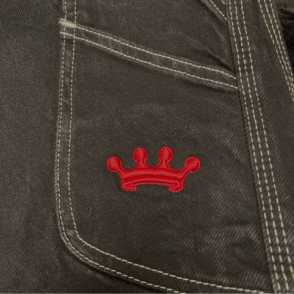 Vintage Y2K 90s JNCO Black Crown Logo Baggy Denim Shorts Size 29 Skater Grunge - Picture 13 of 13